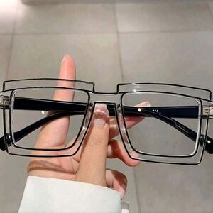Transparent Square Women's Glasses with Black Temples